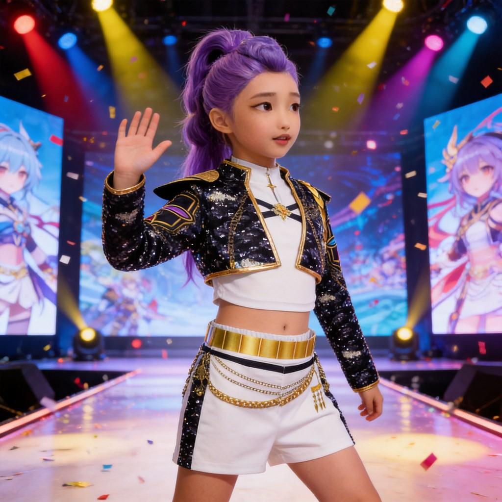 Kpop Demon Hunters Rumi Childrens Sequin Stage Costume With Short Pants For Dance Performances