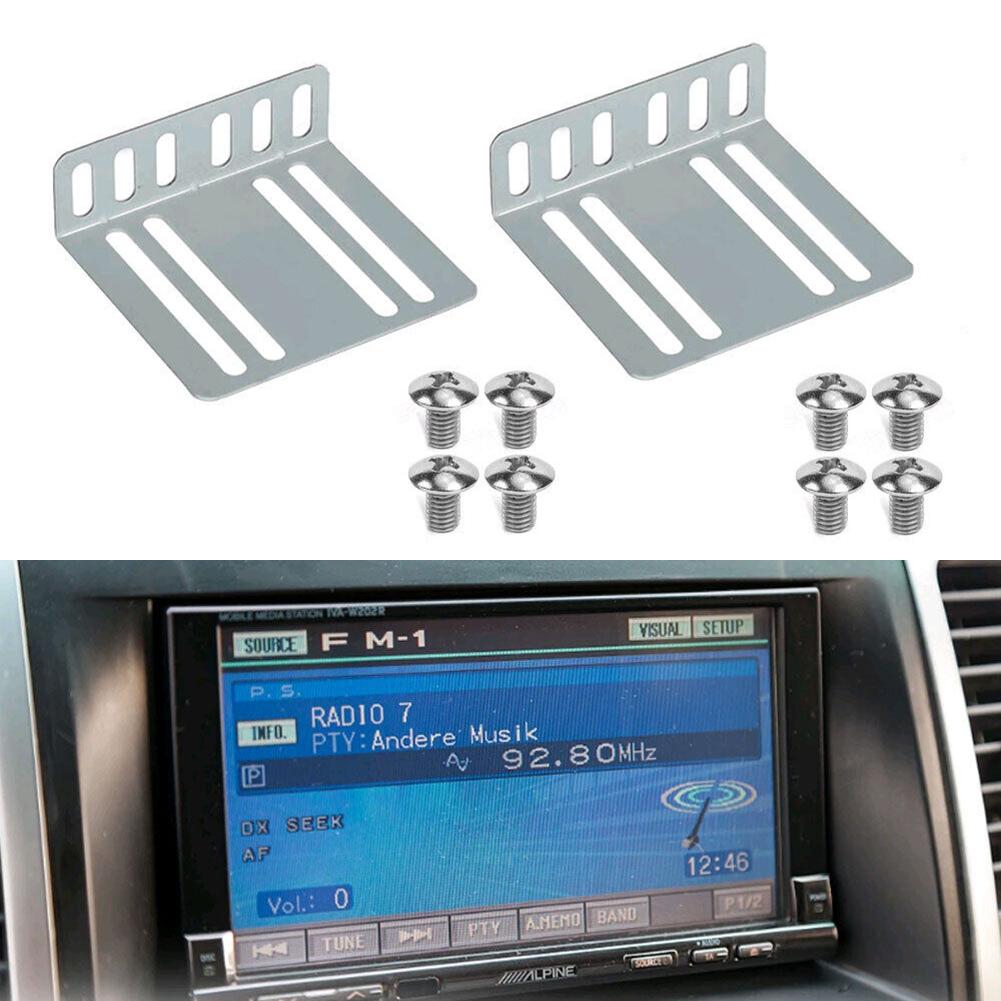 Universal 2 Din Autoradio Einbausatz Halterung Unterstützung MP5 Montagezubehör 2 Halterungen 8 Schrauben Schnellinstallationswerkzeuge