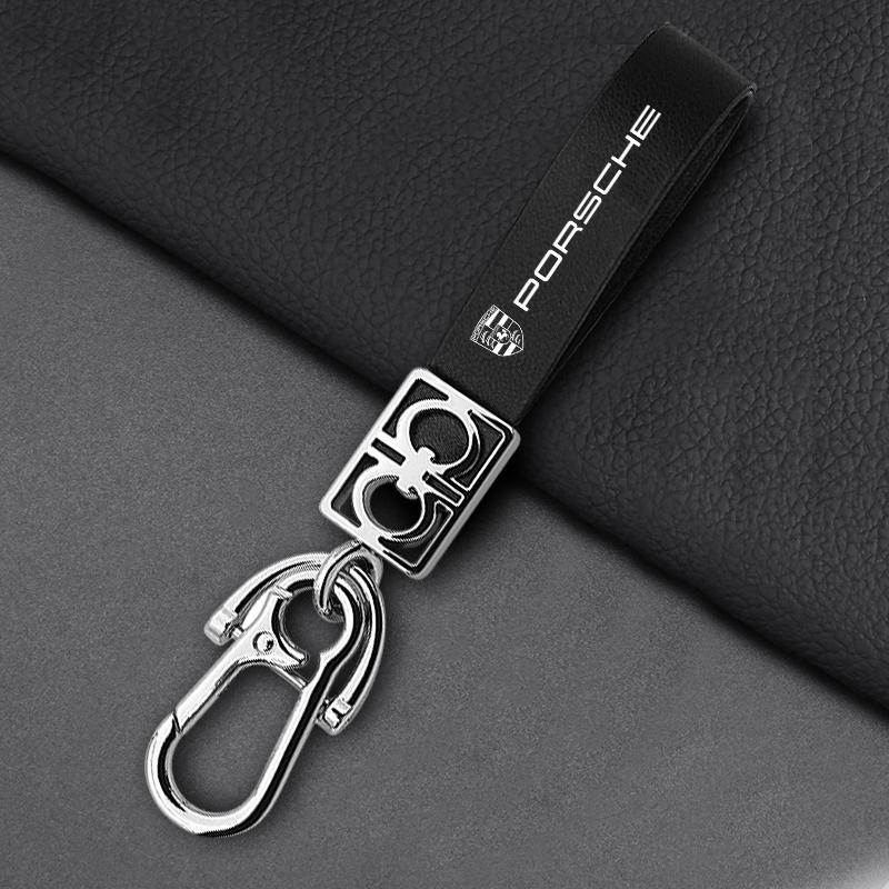 1 stk Lær Nøkkelring Bil Nøkkelring Anheng Nøkkelring Dekor Tilbehør For Porsche Cayenne Panamera Macan Boxster 911 Carrera-GT 928 944 968