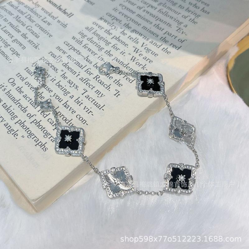 Buccellati Armband Kleeblatt Fünfblättrig Laser Diamant Doppelseitig Mädchen Retro Hof