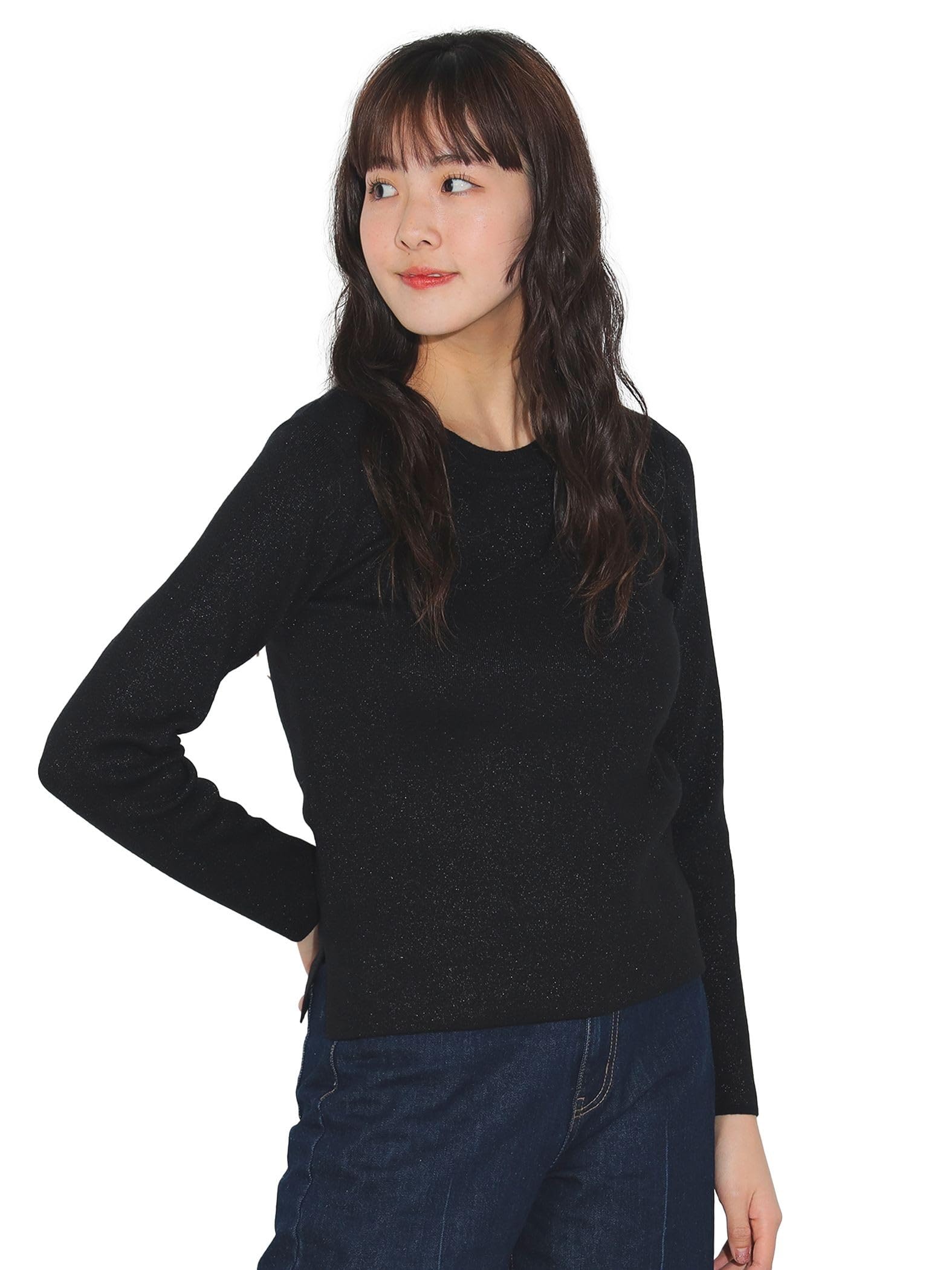 

Beams Heart Трикотажный джемпер, Трикотажный джемпер, Один размер, Женский, С длинным рукавом, Брюки, Брюки с люрексом, Черный, чёрный