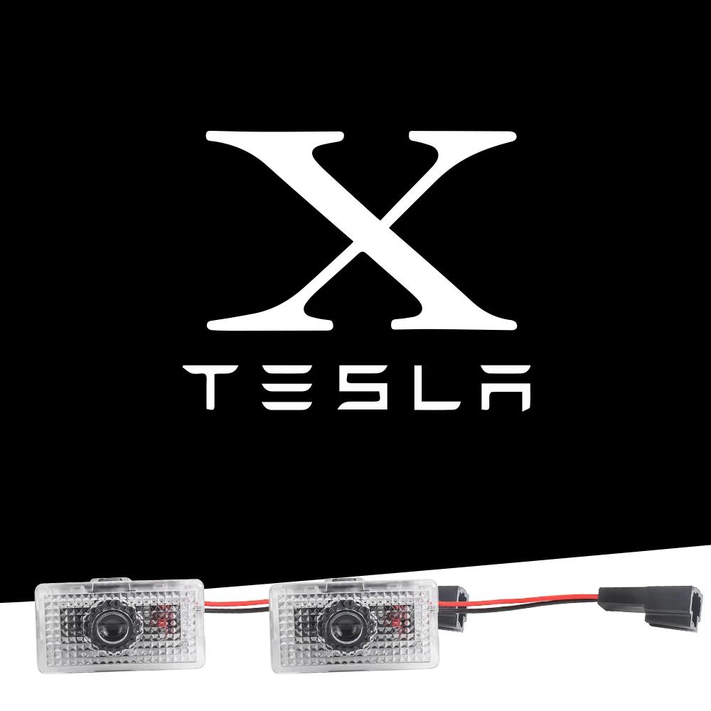 

Car Sticker 2025 Hot 2Pcs Car Door Decoration LED HD Welcome Light Laser Projector Puddle Light Ghost Shadow Lamp For Tesla Mode