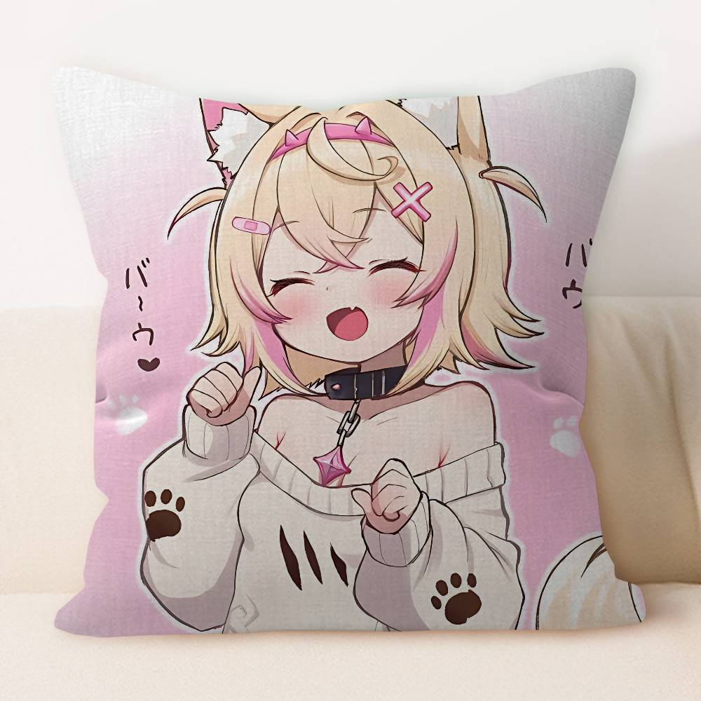 Hololive Mococo Fuwawa Abyssgard Pillow Cover For Bedroom Room And Living Room Sofa Decorative Cushion Cover