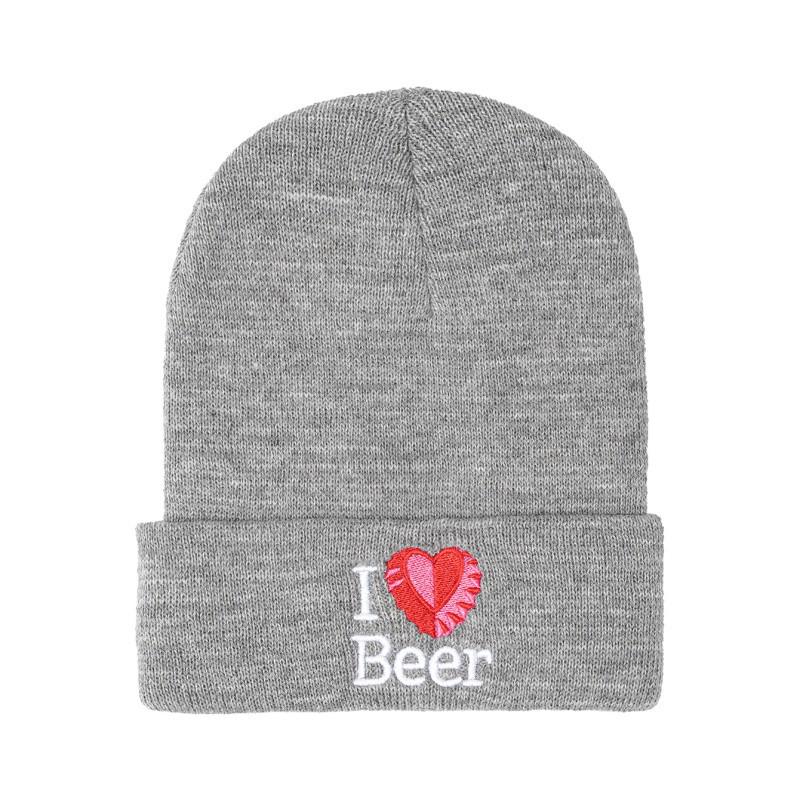 European & American Unisex Heart Embroidered Knit Hat - Autumn/Winter Style for Outdoor Warmth