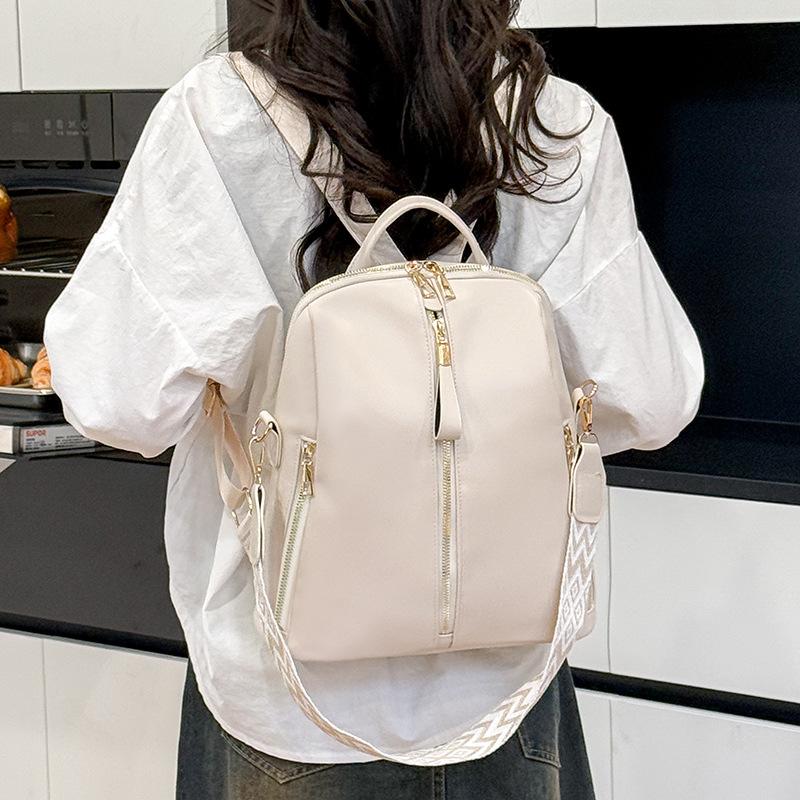 Backpack Women's New Large-capacity Women's Backpack Solid Color Trendy Student Schoolbag Simple Outdoor Travel Bag