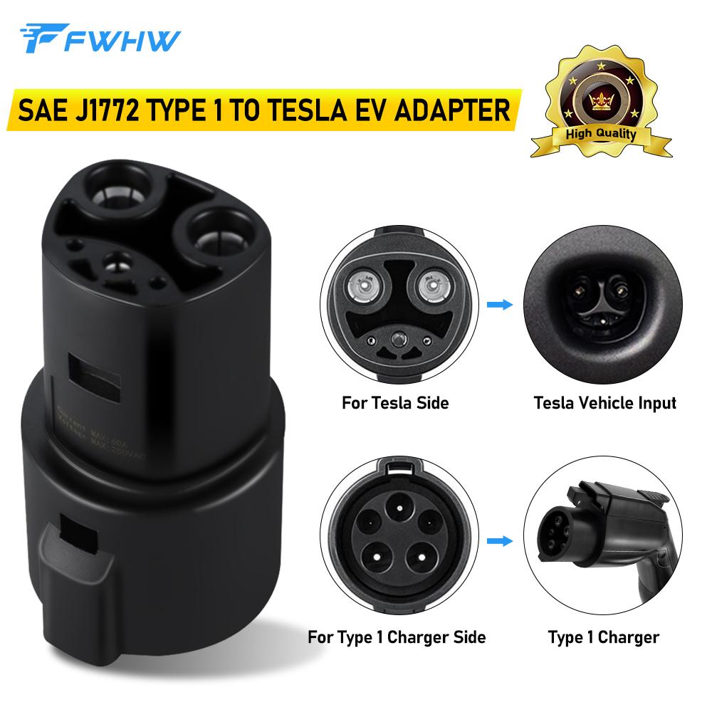 Adaptor Type 1 To Type 2 Adapter Convertor SAE J1772 To Tesla EV Charger Connector for Electric Car Use