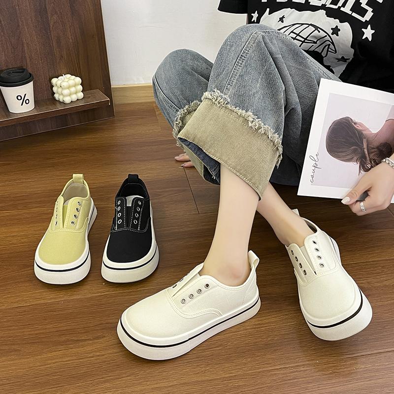 Ladies Canvas Walking Shoes White Women Footwear Slip On Low Comfortable and Elegant A Offer Y2k Fashion Casual Sneakers Traine