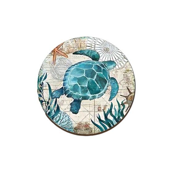 Sea Turtle Coaster Wood Drink Home Cafe Ocean Beach Themed Mat for Non G
