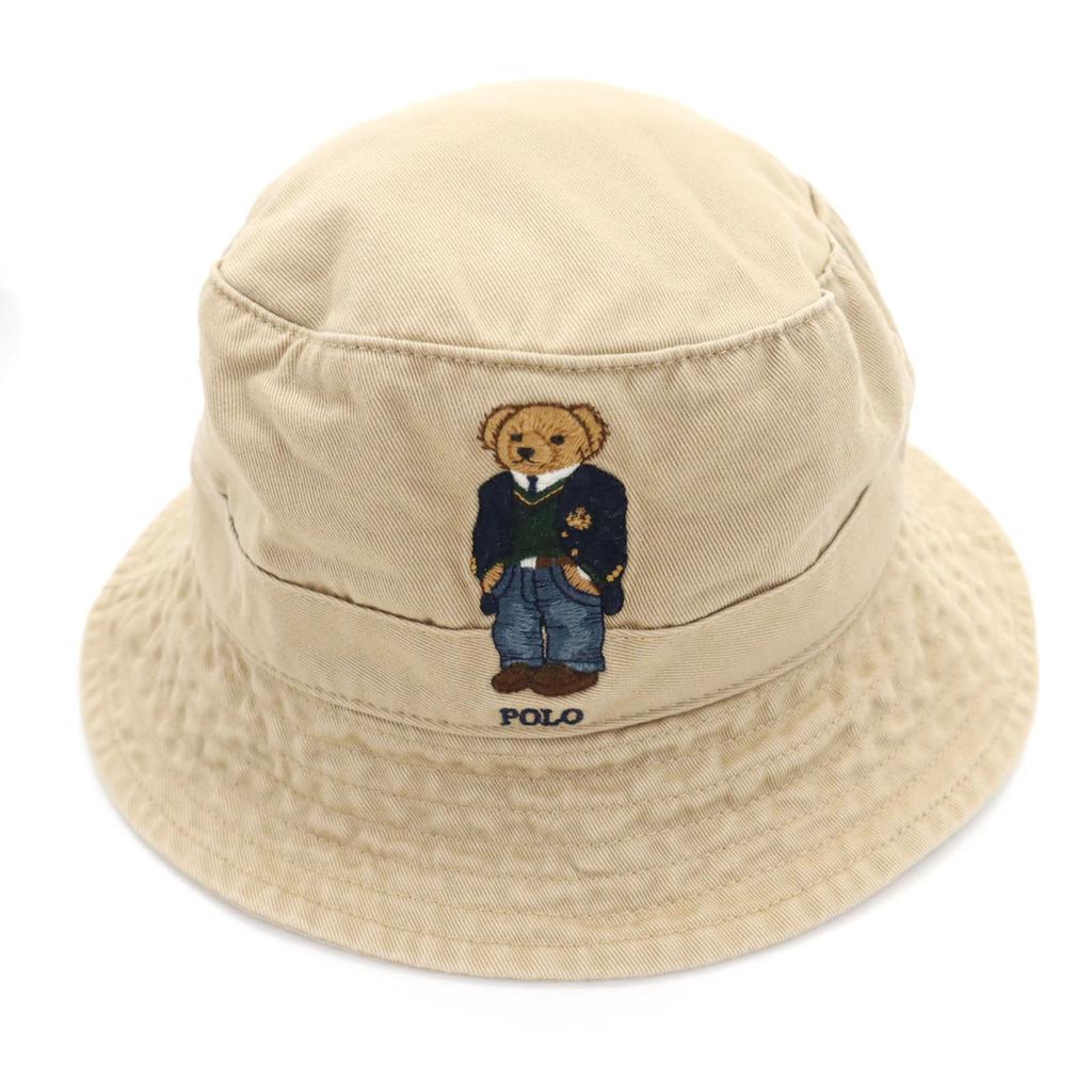 POLO RALPH LAUREN Polo Bear Embroidery bucket hat S-M beige hat Men's Used