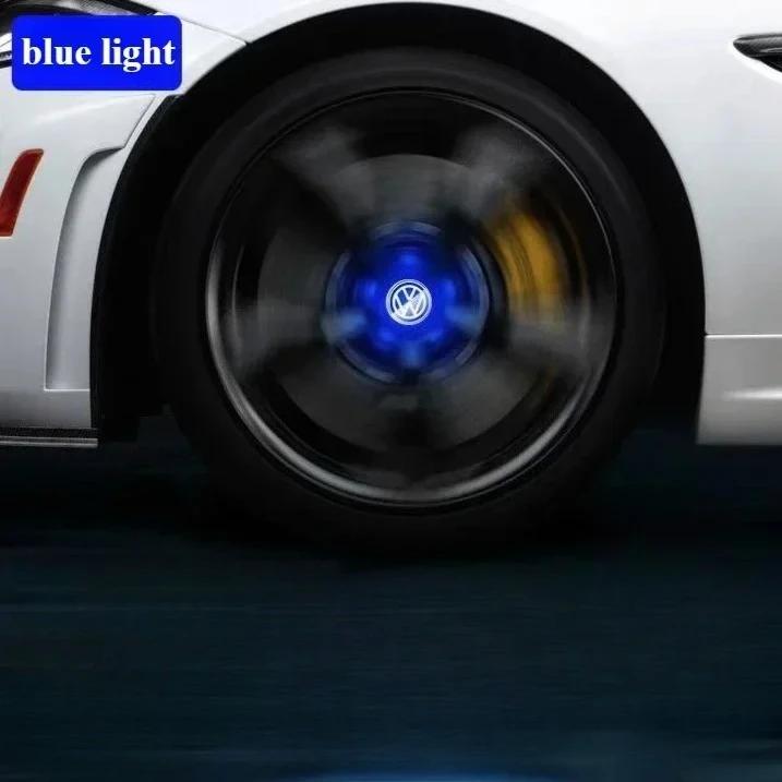

2025 Hot 4pcs Hub Led Lights Cap Car Floating Illumination Wheel Center Covers Caps For VW Volkswagen golf4/6/7 toutan passat ti 56mm 4pcs