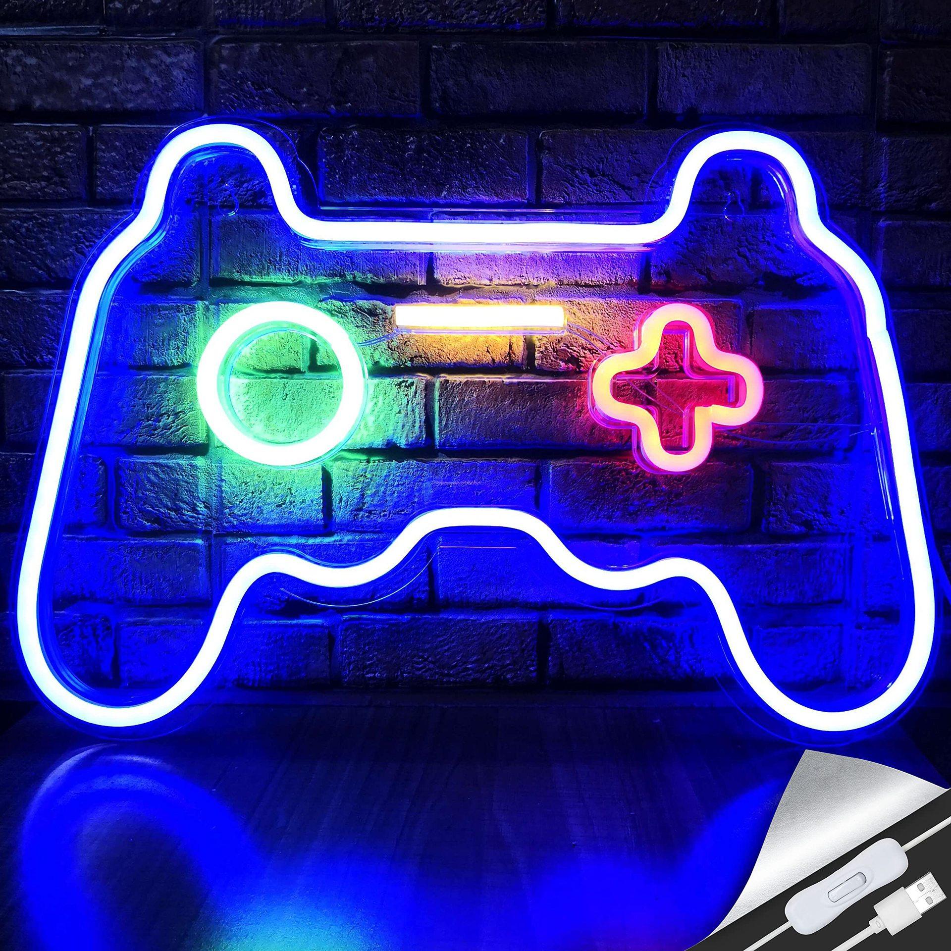 

41x28cm Gamepad Design Gaming Neon Light Game Room Wall Decoration Teen Boys Bedroom Atmosphere Lamp A