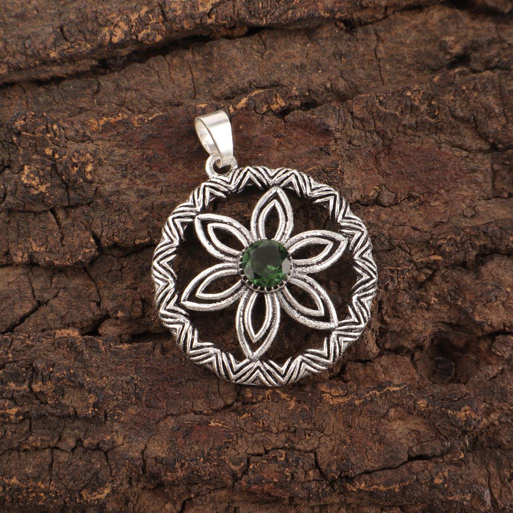 Green Tourmaline Handmade Gemstone Pendant, 925 Solid Sterling Silver Pendant Antique Jewelry, Pendant For Engagement Gift