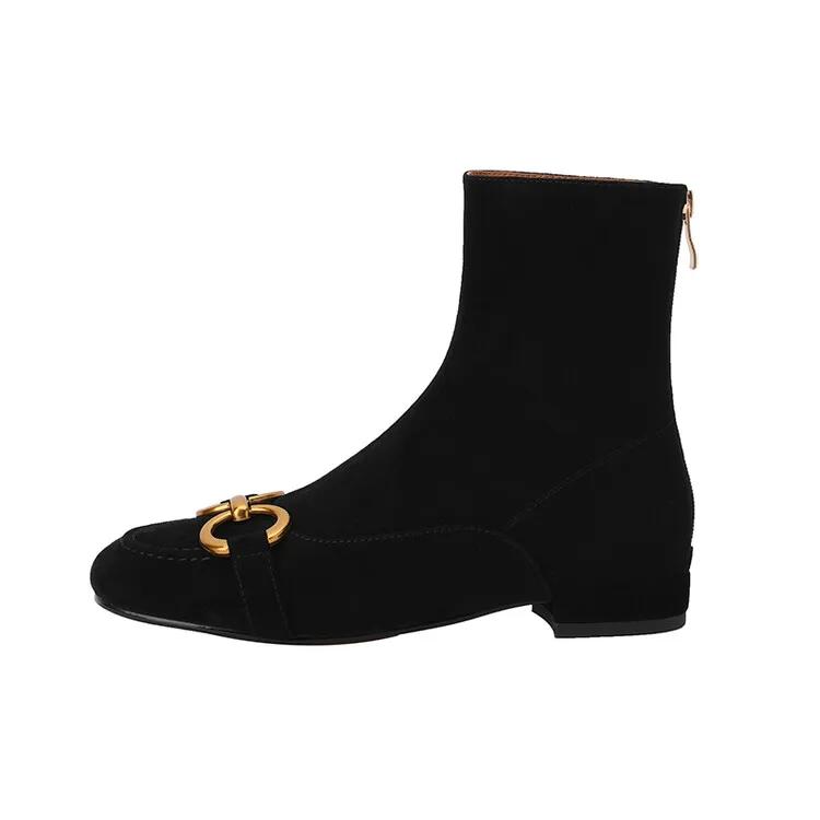 Fashion New Autumn Winter Fashion Short Boots Women Shoe Round Toe Boots Casual Chunky Low Heels Shoes for Women Back Zipper Ankle Boots