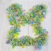 M-Modern-Easter Tinsel Garland Spring Green Hanging Stripe Set With Colorful Egg, Hanging Ornaments Set For Easter Holiday Party