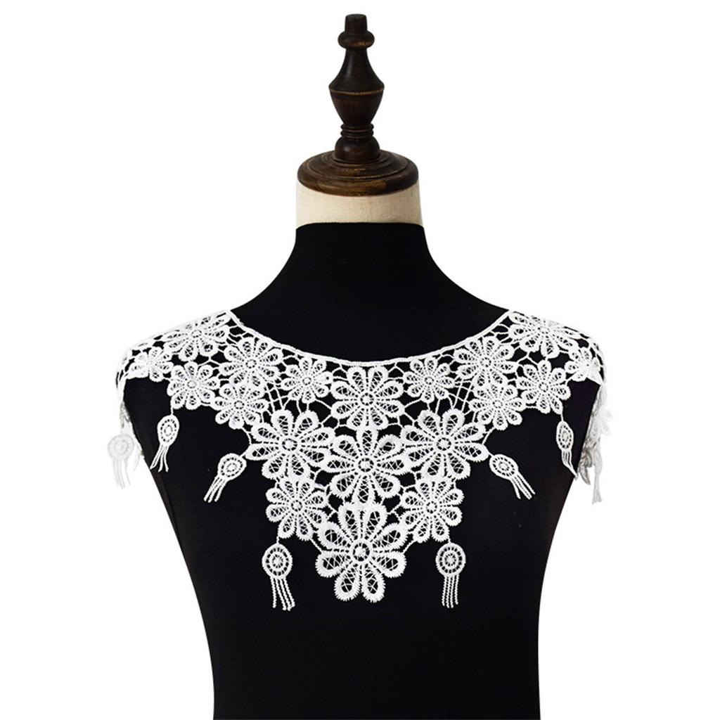Fashion Lace Shoulder Wrap with Embroidered Detail Breathable Hollow out Faux Lace Shawl Collar for Stylish Women