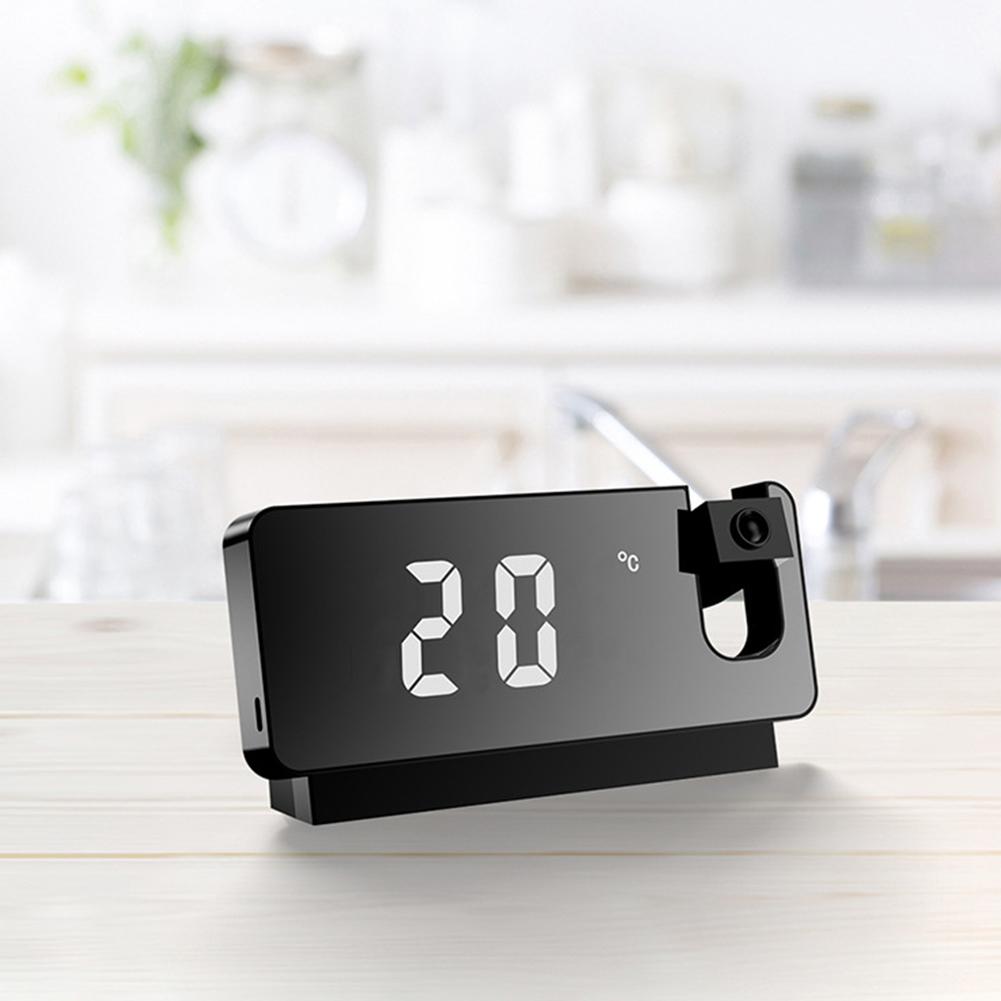 Digital Desktop Clocks 180° Projector On Ceiling Projection Alarm Clock LED Display Temperature Display for Bedroom Living Room