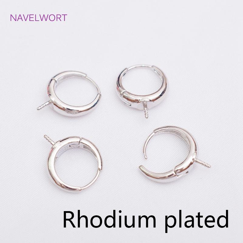 

Trendy Smooth 14K Gold Plated Hoop Pearl Earrings Clasps Fitting Brass Metal Round Huggie Earring DIY Jewelry Making Accessories 2 pieces