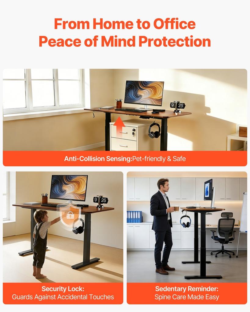 Standing Desk Frame Dual Motor, Electric Adjustable 100-180 cm Extension Length, 3 Memory Height Settings Stand Up Table Legs, Sit to Stand Desk Leg