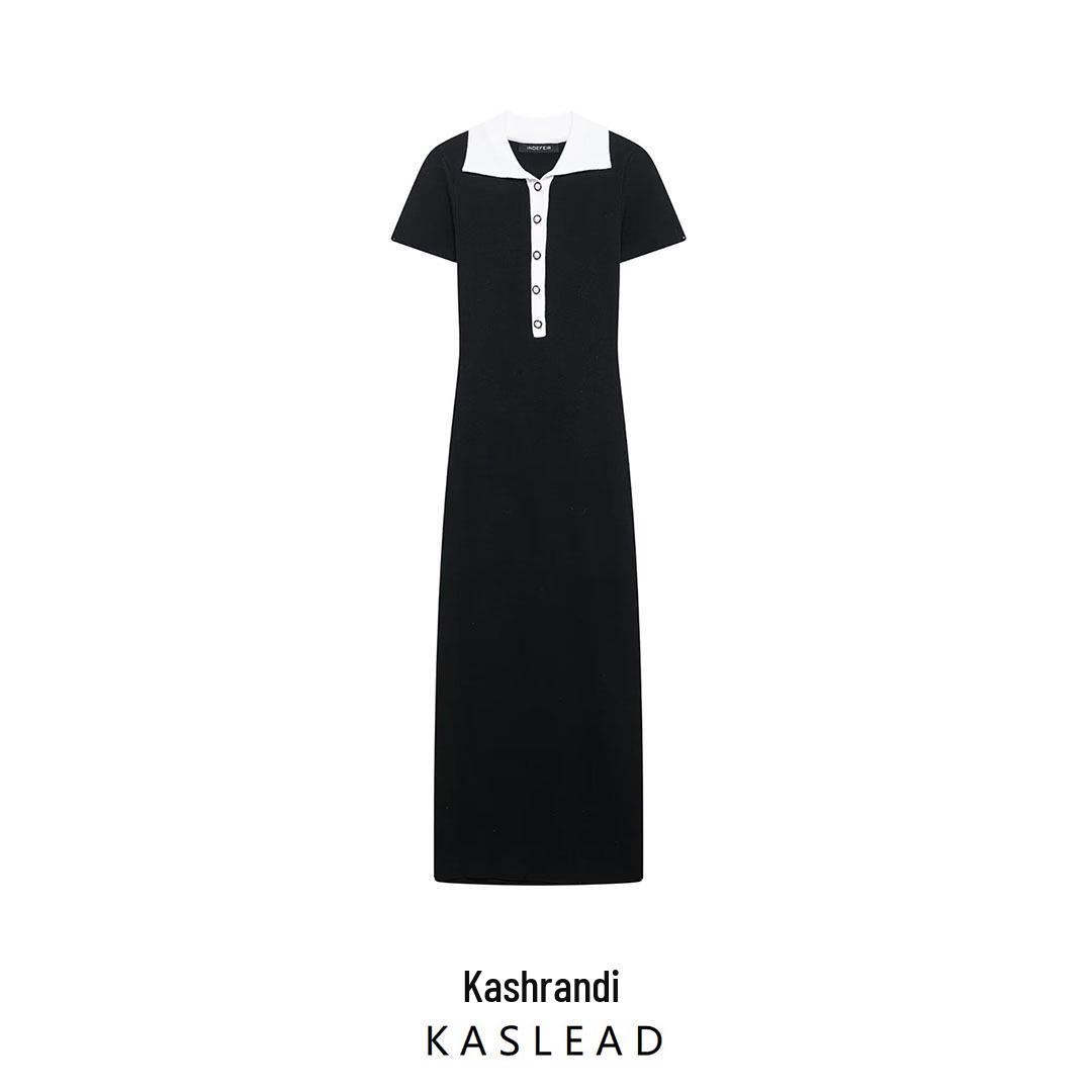 

2025 Spring Women s Color Block Short Sleeve Knitted Dress M