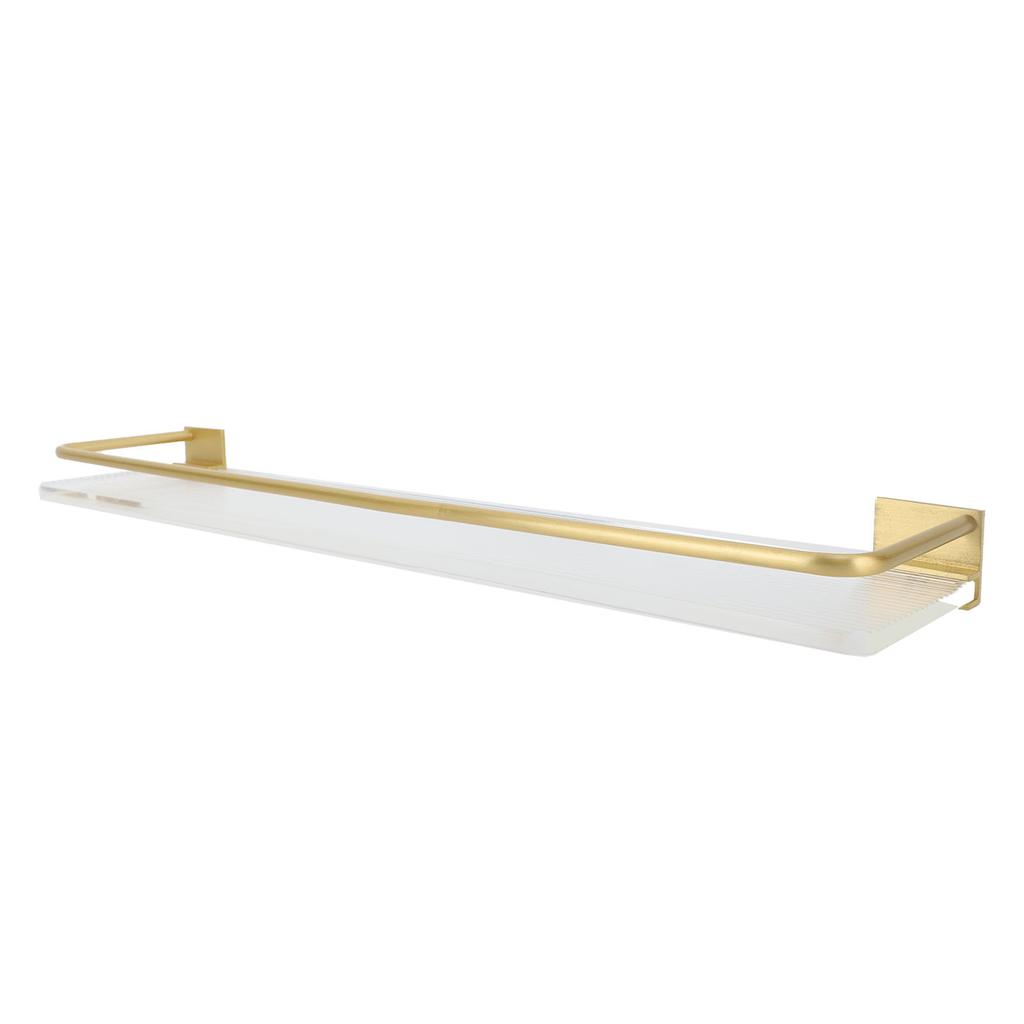 Bathroom Floating Shelf Space Aluminum Acrylic Wall Mounted Storage Rack Organizer for Kitchen Living Room Bedroom Gold