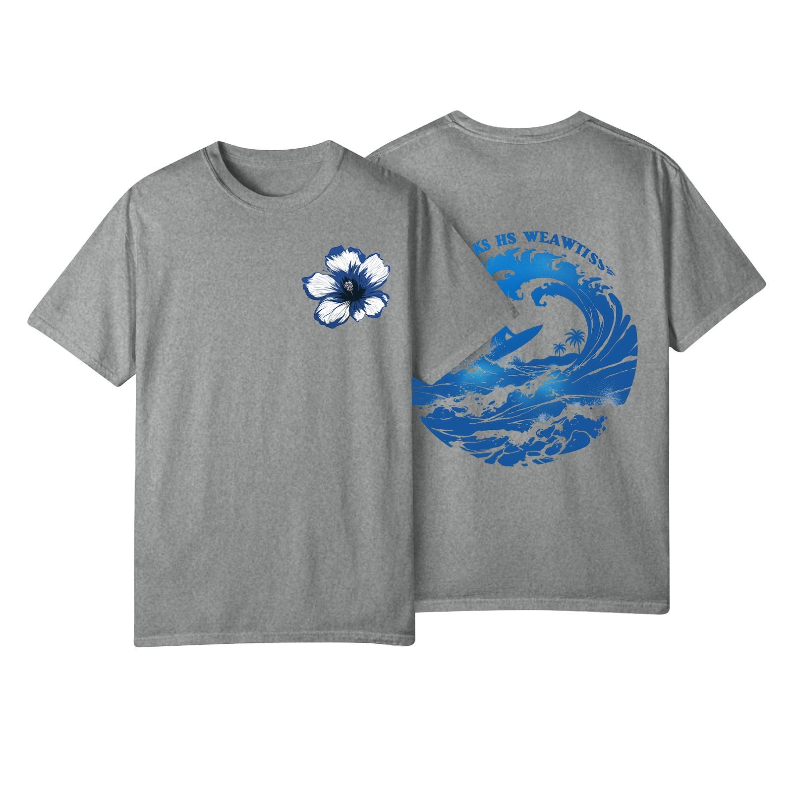 

Женская модная повседневная плиссированная футболка с коротким рукавом с принтом L винный