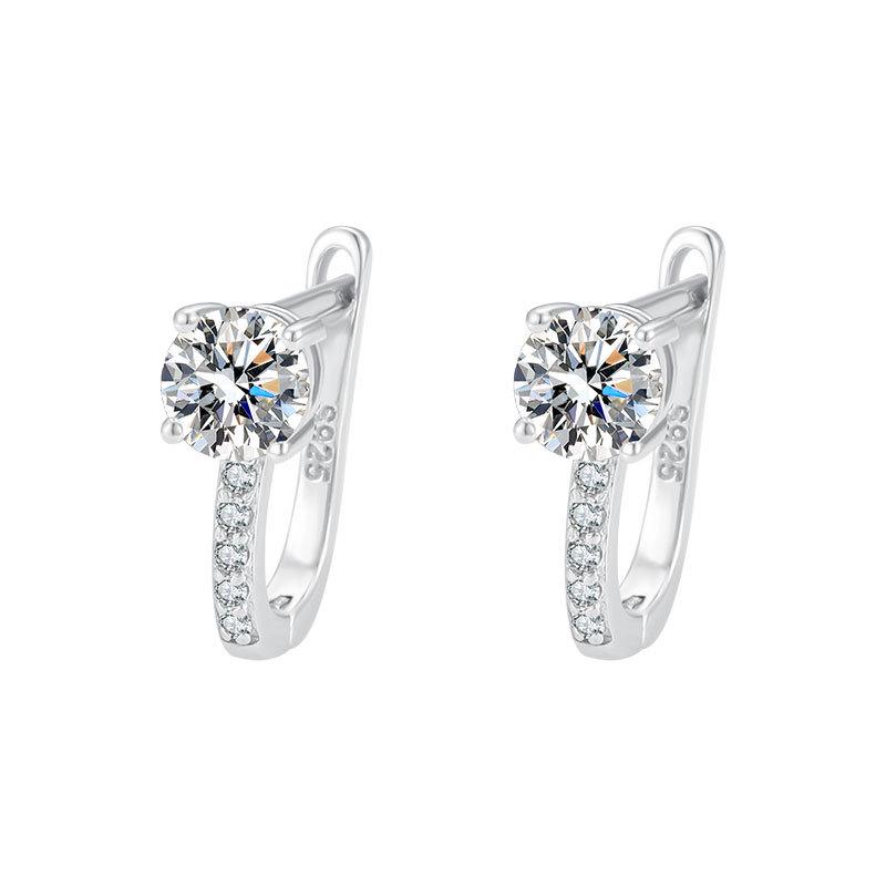 S925 Sterling Silver Moissanite U-Shaped Stud Earrings for Women - Classic D Color Precision Craftsmanship