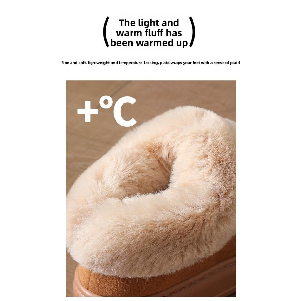 Zimowe ciepłe buty śniegowe dla pary, gruba podeszwa, antypoślizgowe, ultra miękkie jednoczęściowe, modne do domu Baotou, do użytku wewnątrz i na zewnątrz, kapcie dla mężczyzn