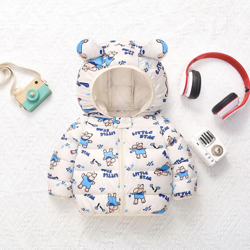 Autumn and Winter Cartoon  Jacket Children's Down Cotton Clothes Boys and Girls Cotton Clothes Children 2-6 Years Old Light Baby Jacket