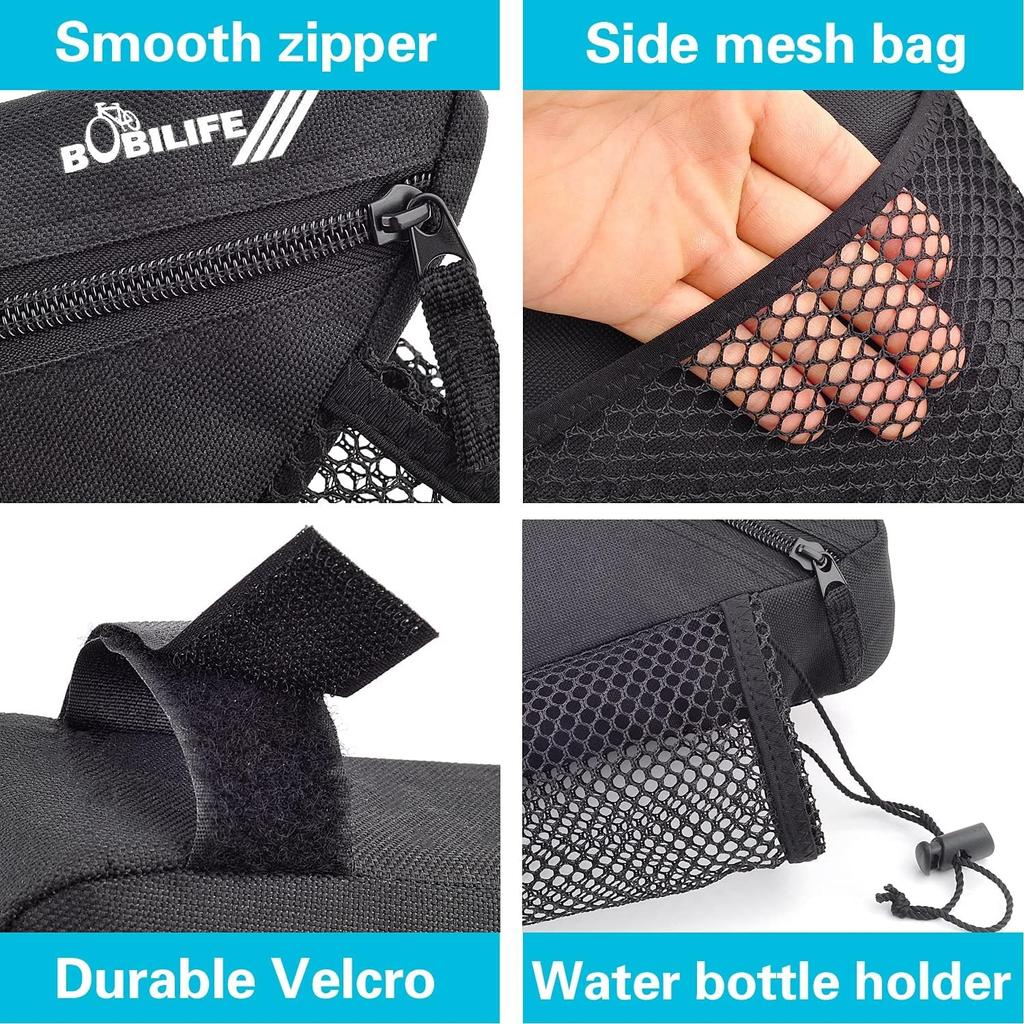 Bike Triangle Frame Bag - Bicycle Cycling Storage Triangle Top Tube Front Pouch Saddle Bag for Road and Mountain Bikes , Black