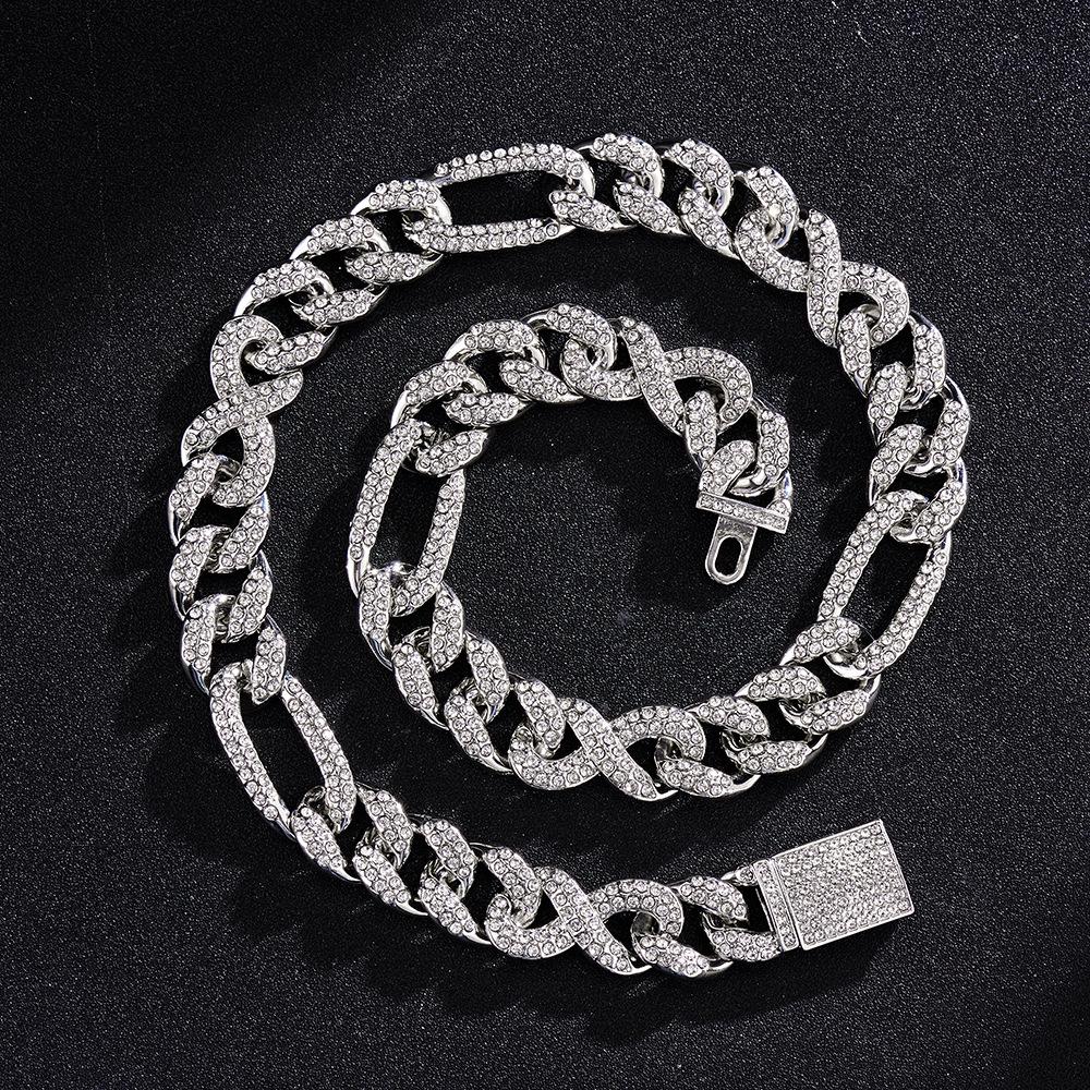 Unisex Retro Hip Hop Šperky: Náhrdelník s kubánským řetízkem s prasečím nosem z plných diamantů