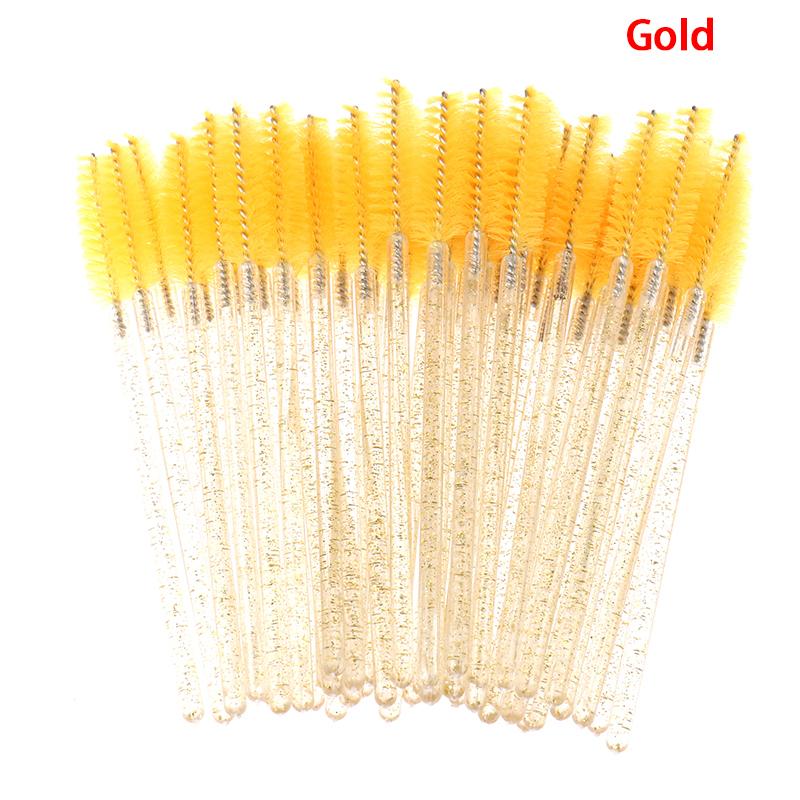 50Pcs Disposable Eyelash Brush With  Rod Eyebrow Comb Makeup Brush