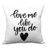 Valentine's Day Letters Black and White Cotton Linen Super Soft Peach Leather Velvet Pillowcase Sofa Home Cushion Cover