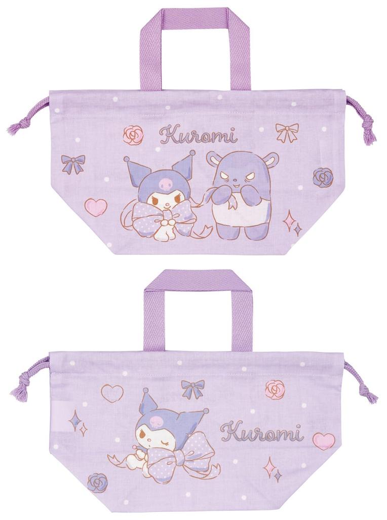Skater Kordelzug Mittagessen Hergestellt in Sanrio Kuromi Große Kindertasche, Japan, Band, Mädchen KB7-A