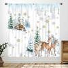 Winter Kitchen Christmas,Christmas Pine Tree Nature Forest Deer Watercolor Cabin Rustic Farmhouse Holiday Window Treatments