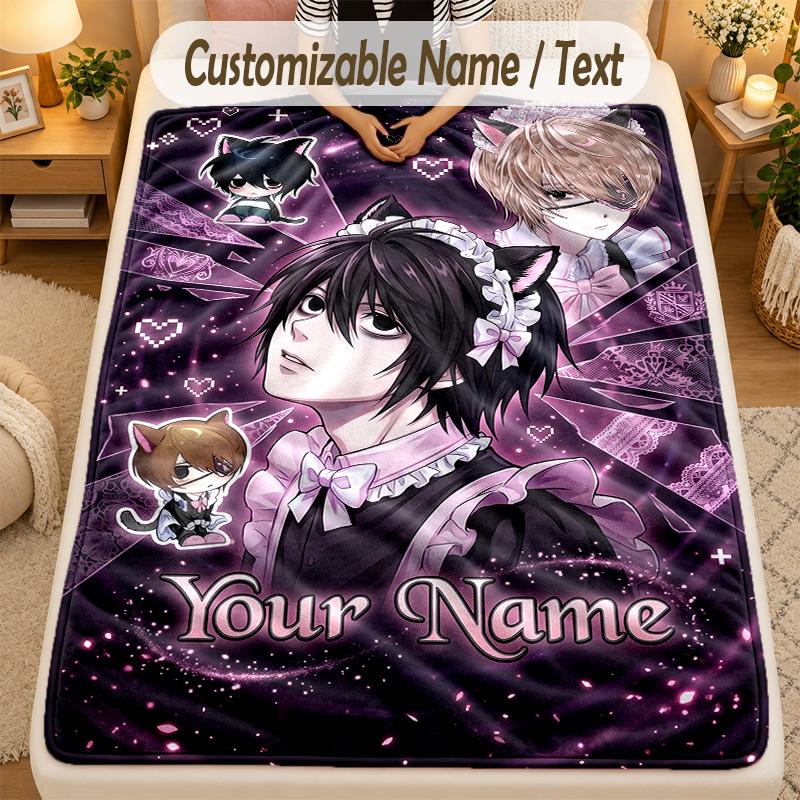 Flannel BlanketDeath Note Custom Name Text Personalized Soft Warm Throw Blanket Home Decor Gift