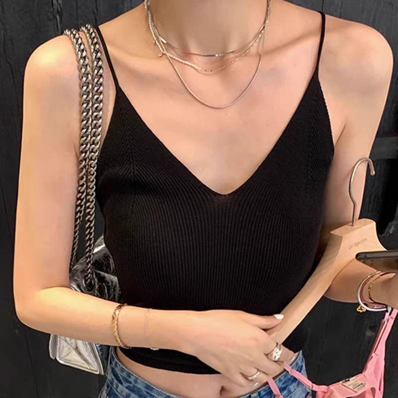 

Summer V-Neck Knit Camisole: Sleeveless, Versatile Top for Women Random Warehouse Stock - 1 Piece