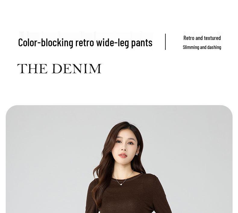 Xin Ge 3D Color Block High Waist Wide Leg Jeans for Women – Spring/Autumn 2026 Slimming Loose Fit.