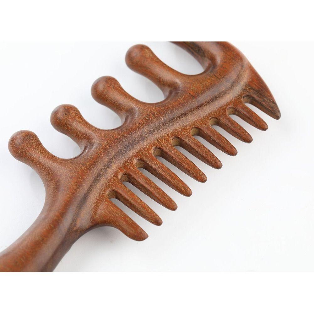 Large Tooth Scalp Massage Comb 2 In 1 Wide Thick Natural Sandalwood Hairbrush Scalp Relax Anti-Static Wooden Scalp Massager