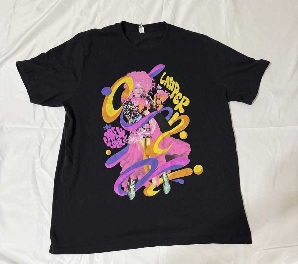 VTG Cyndi Lauper Farewell Tour TShirt Girls Just Wanna Have Fun 2 side PA8642 S