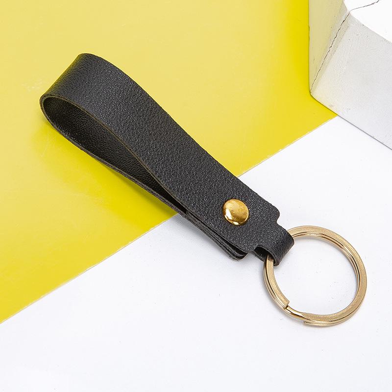 Креативный автомобильный брелок из ПУ кожи с печатным логотипом - Подвеска для пары и ремешок-брелок чёрный