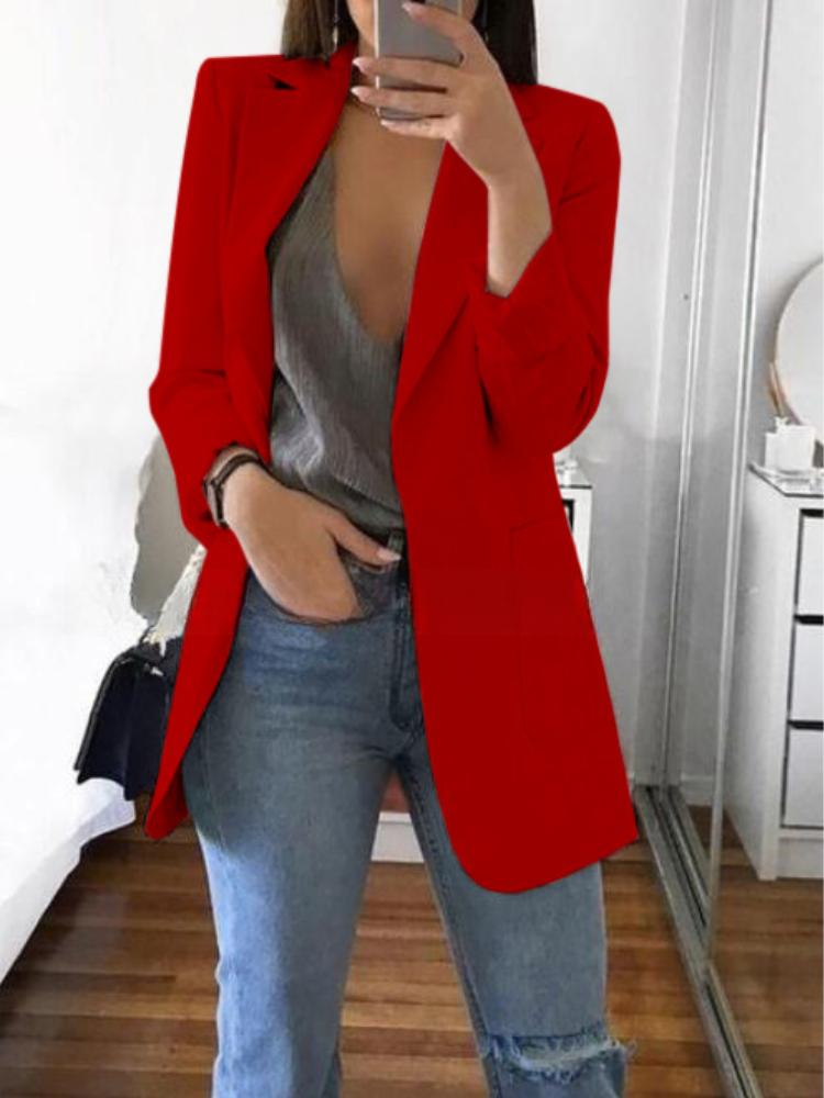 Fashion Collar Slim Fit Cardigan Temperament Suit Jacket for Women