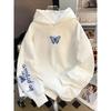 Autumn Winter Creative Butterfly Letter Print Hooded Sweatshirt Loose Comfortable Casual Sport Long Sleeves Hoodies