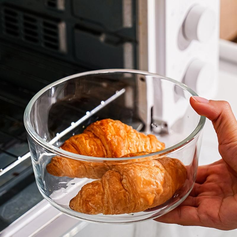 Stackable Food Storage Container Microwave Safe Borosilicate Glass Clear Leak Proof Multiple Capacity Option Ideal for Families