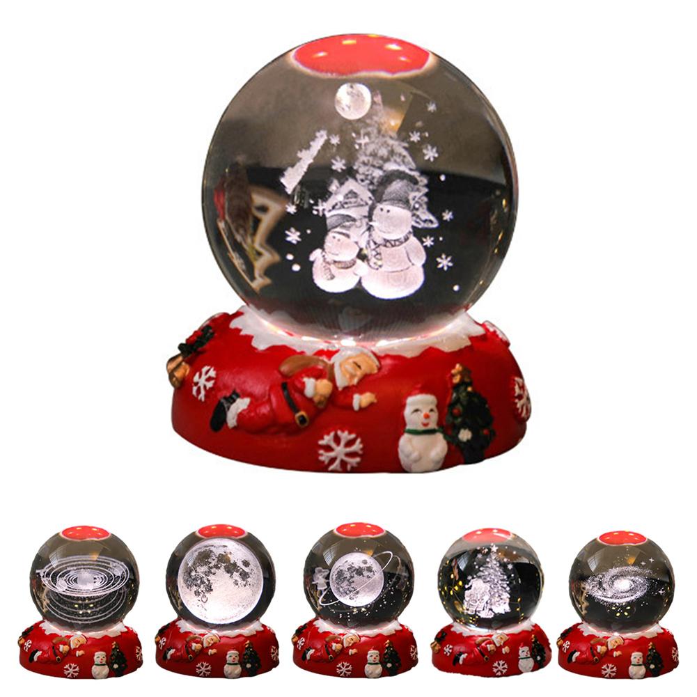 Christmas Crystals Balls Decor Bedside Desk Ornament Lights Bedroom Colorful Light Resin Night Light Christmas Decoration Gifts
