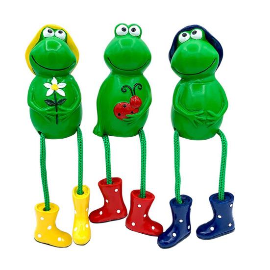 Frog Resin Ornament Long Legged Frog Tabletop Decoration Sitting Frog Figurine for Garden Indoor Desk Mantel Decor