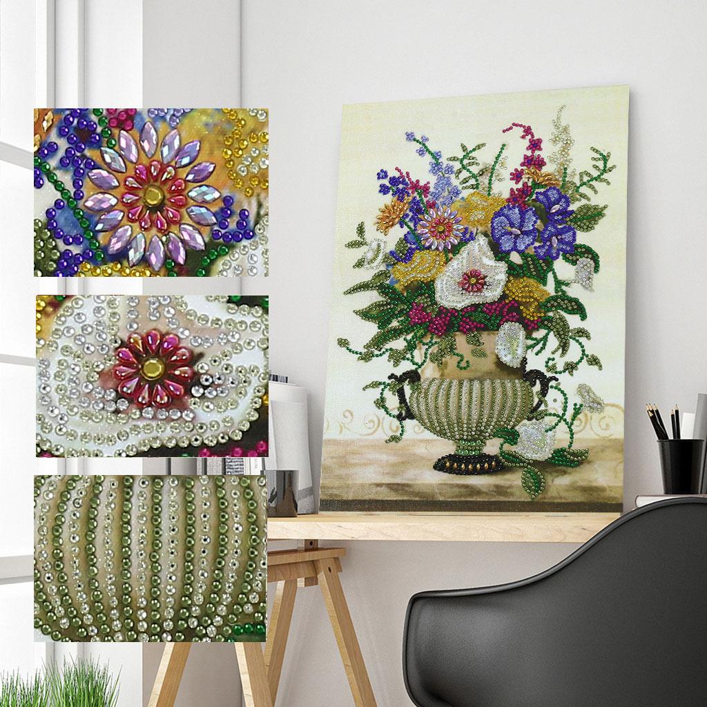 Ny spesiell form diamantmaleri Blomst Scenisk mønster DIY 5D Del Drill Kryssstingsett Krystallkunst Rhinestone Broderi