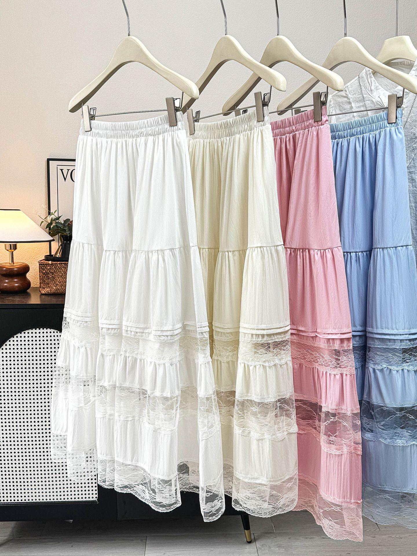 Women s Drapey A-line Skirt with Embroidered Lace Trim – Spring/Summer 2026 Collection One Size белый