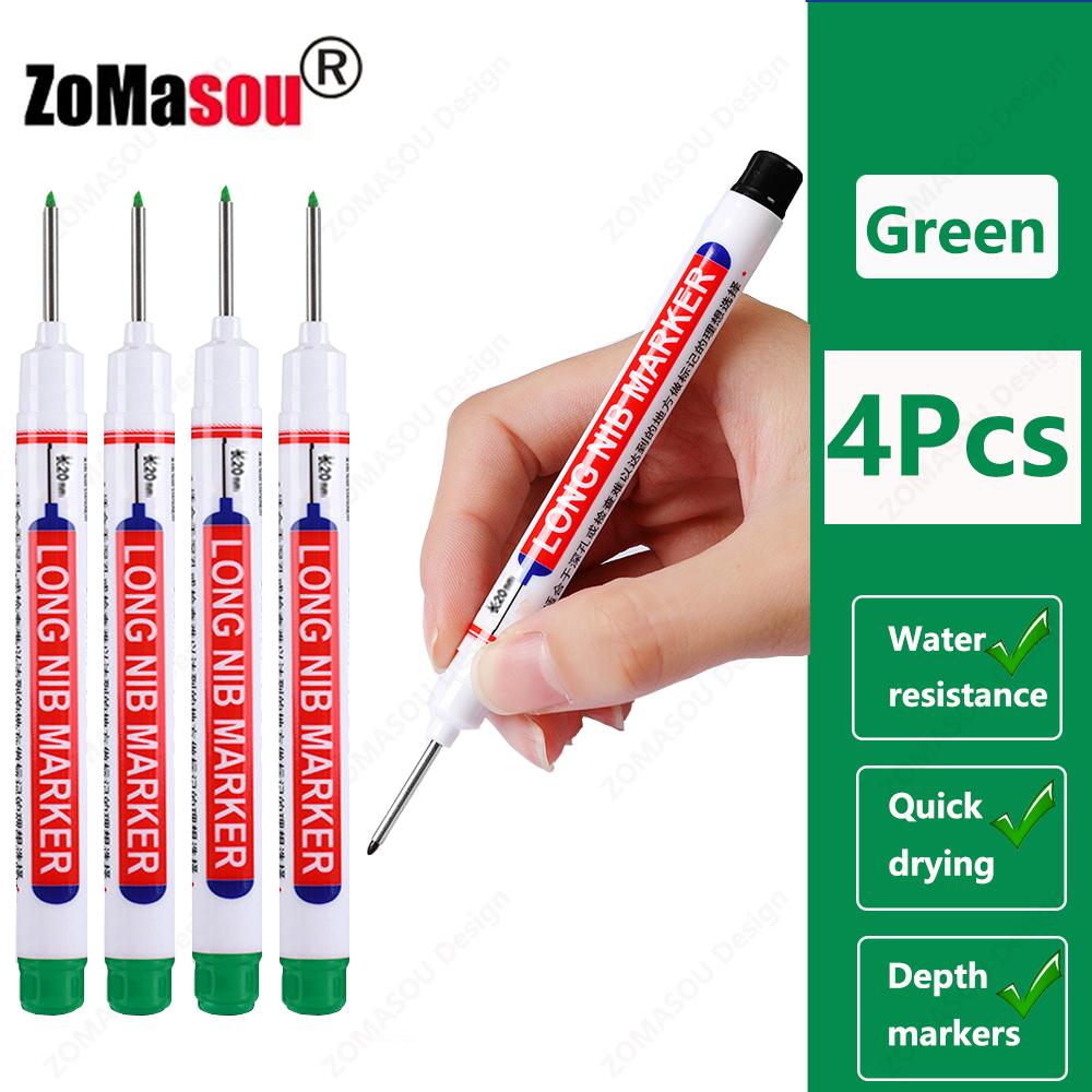 NEW Long Head Nib Deep Hole Markers Pen 20mm/45mm Waterproof White Tile Carpenter Pen for Woodworking Black/Blue/Red Ink