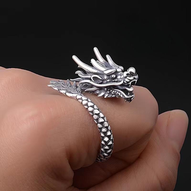 1 Pc Domineering Dragon Ring, Male Zodiac Dragon Ring Index Finger Opening Ring, Personalized Design, Fashion Trend,