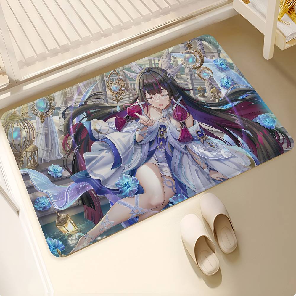 

Genshin Impact Columbina Anime Hallway Carpet Non-Slip Laundry Room Mat Laundry Decor Balcony Child Living Room Bedside AreaRugs 40x60cm
